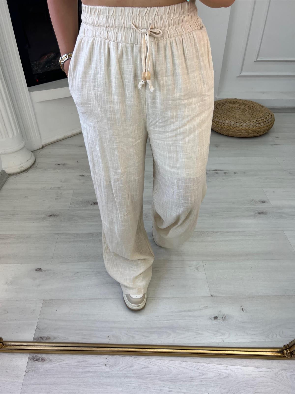 50554 Lastikli Boru Paça Pantolon TAŞ