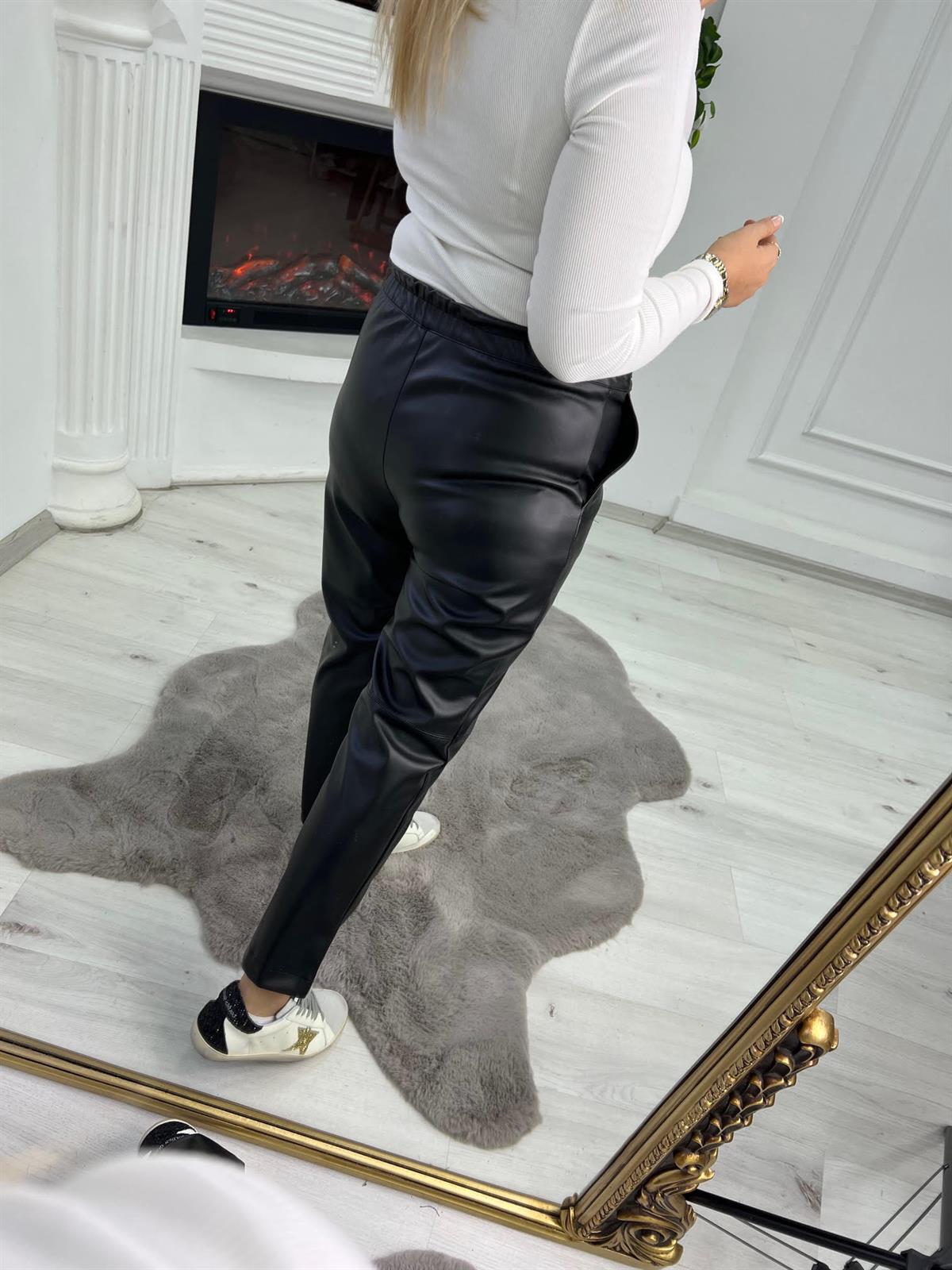 5063 Kemerli Lastikli Pantolon SİYAH
