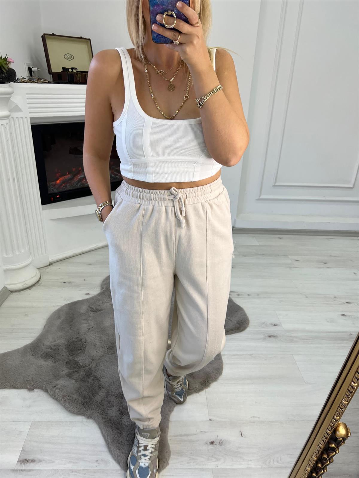 50698 Owersize Gömlek Takım TAŞ