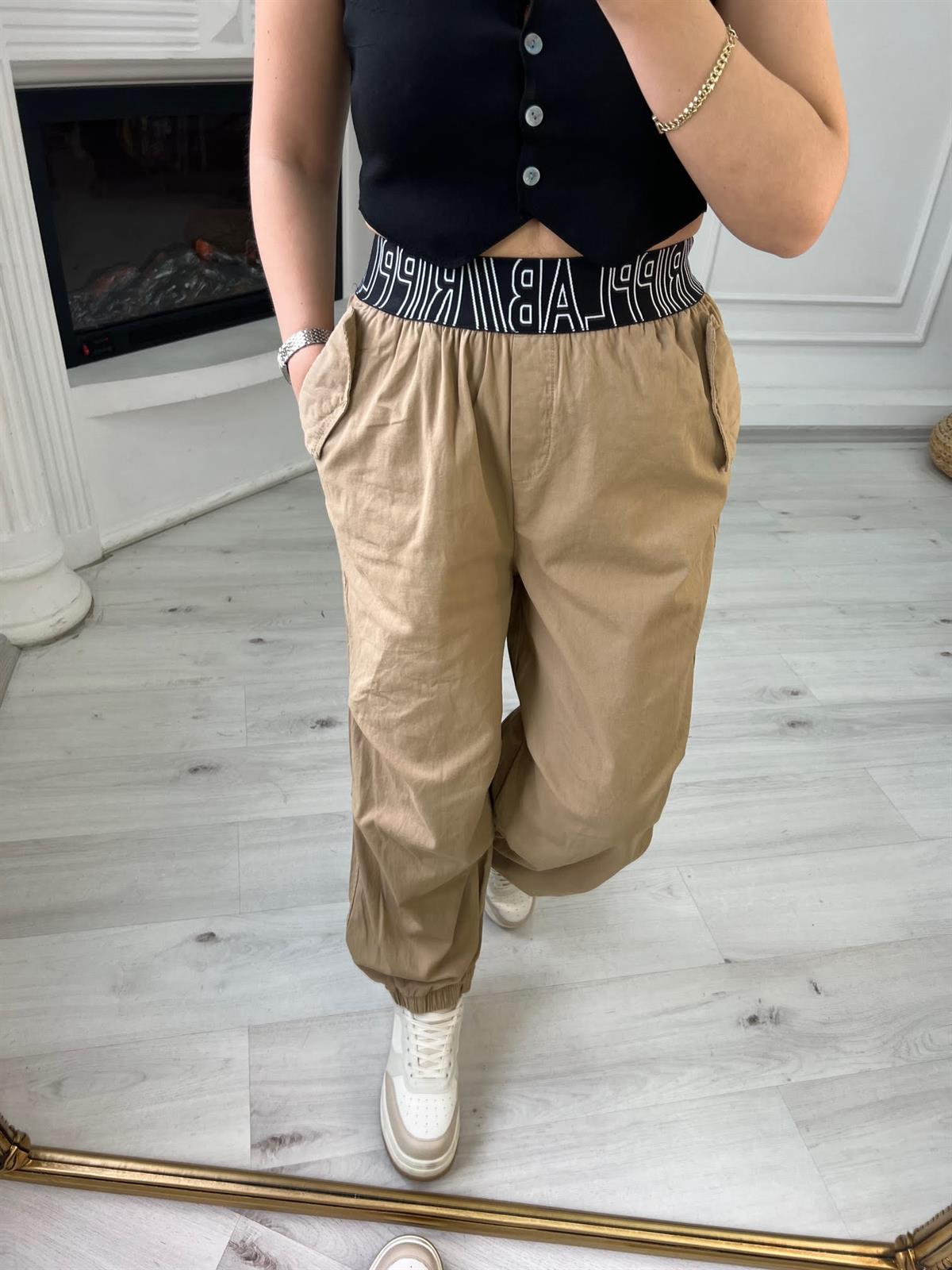 50776 Yazılı Pantolon CAMEL