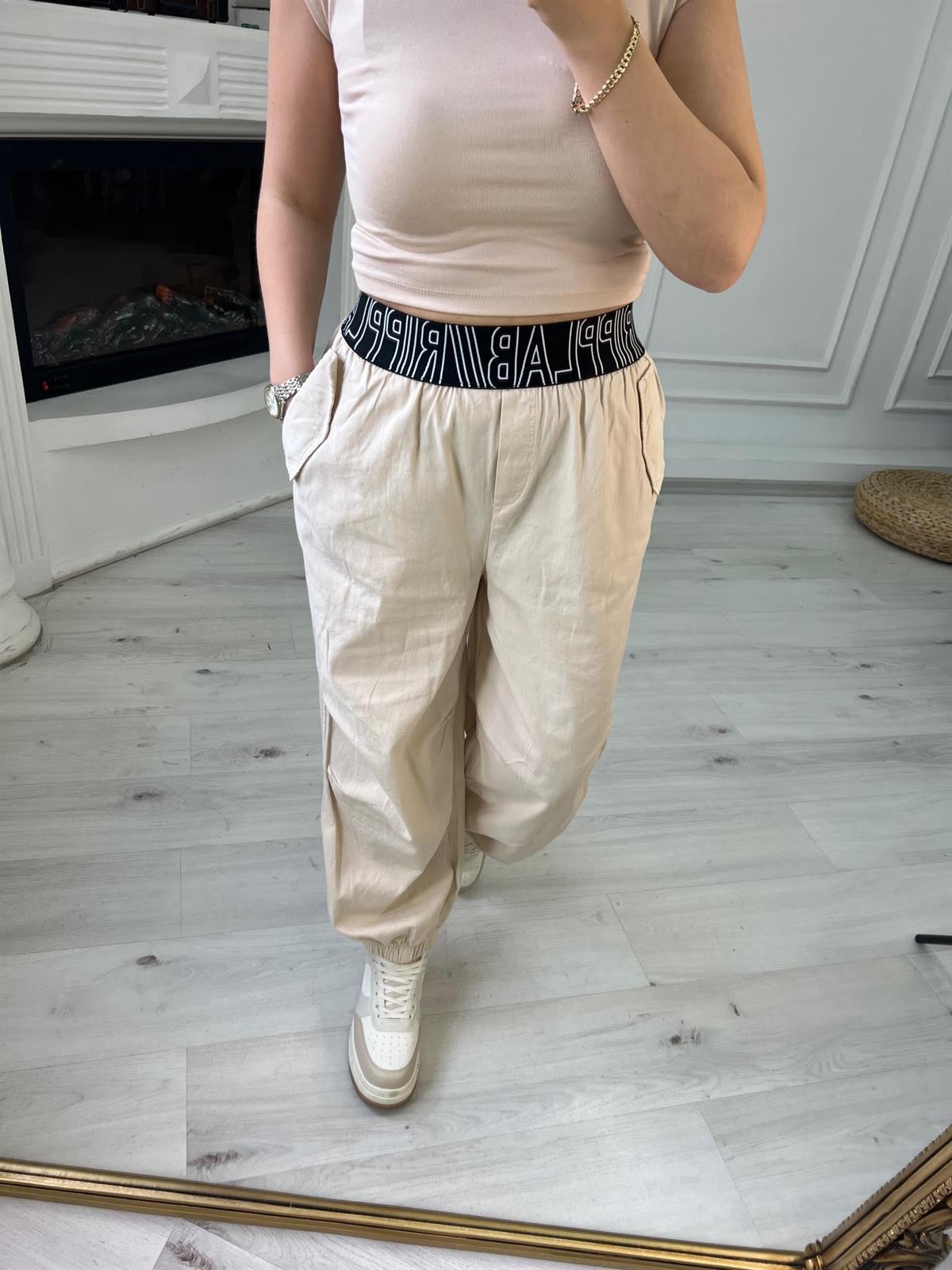 50776 Yazılı Pantolon TAŞ
