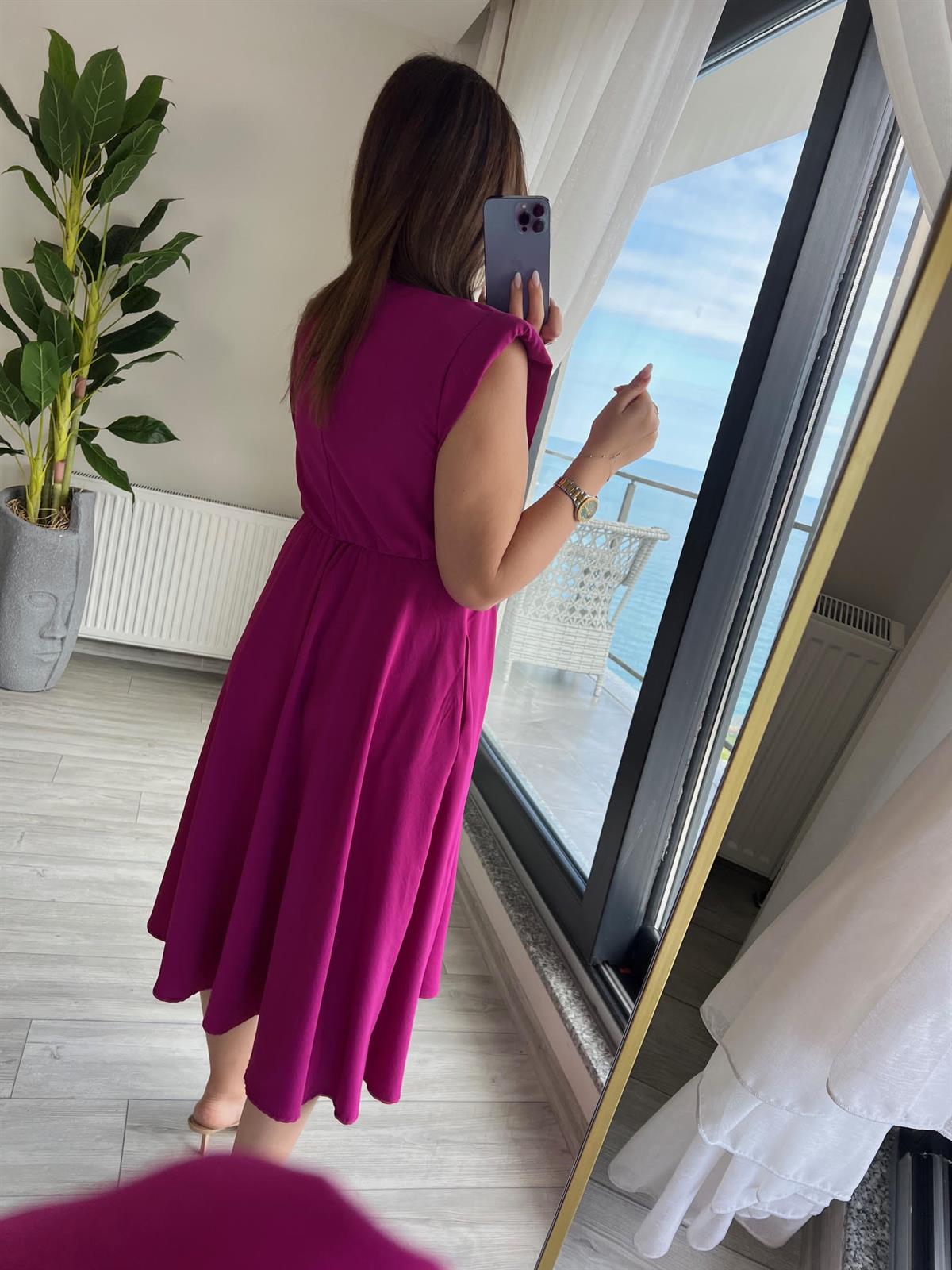 5083 Vatkalı Elbise PEMBE