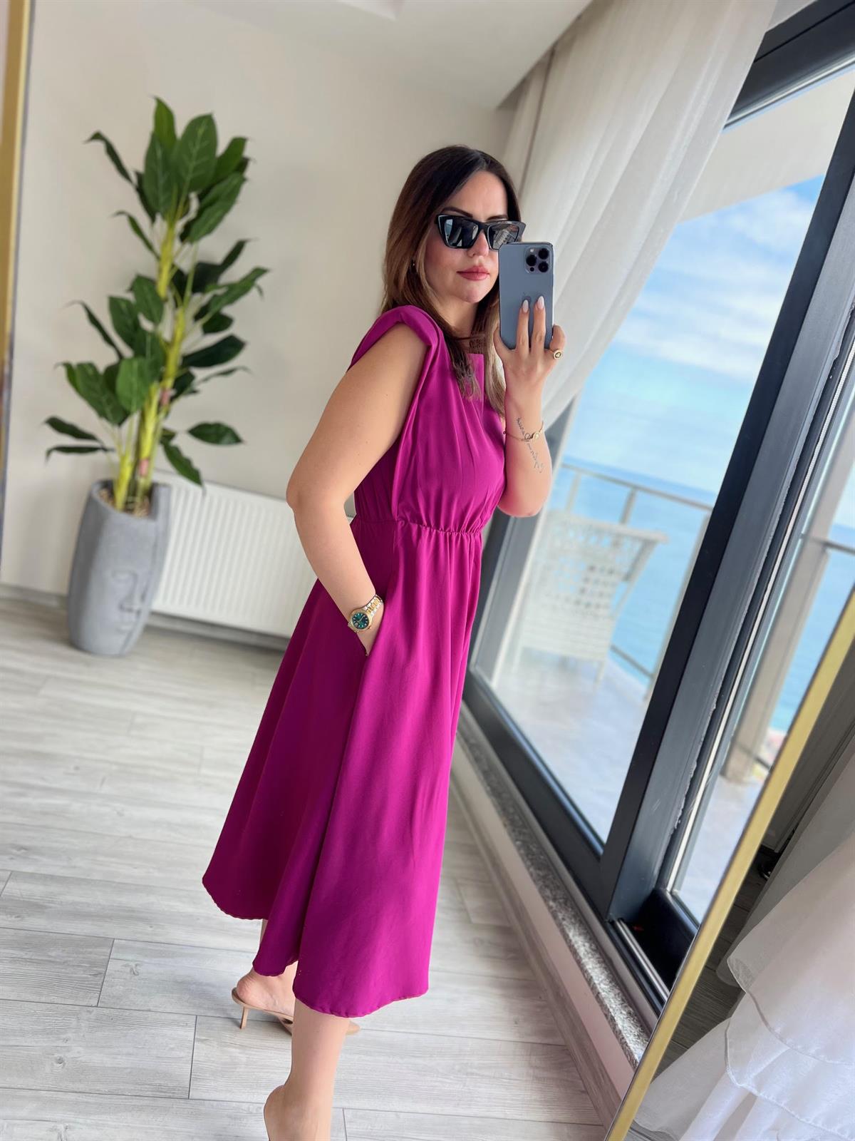 5083 Vatkalı Elbise PEMBE