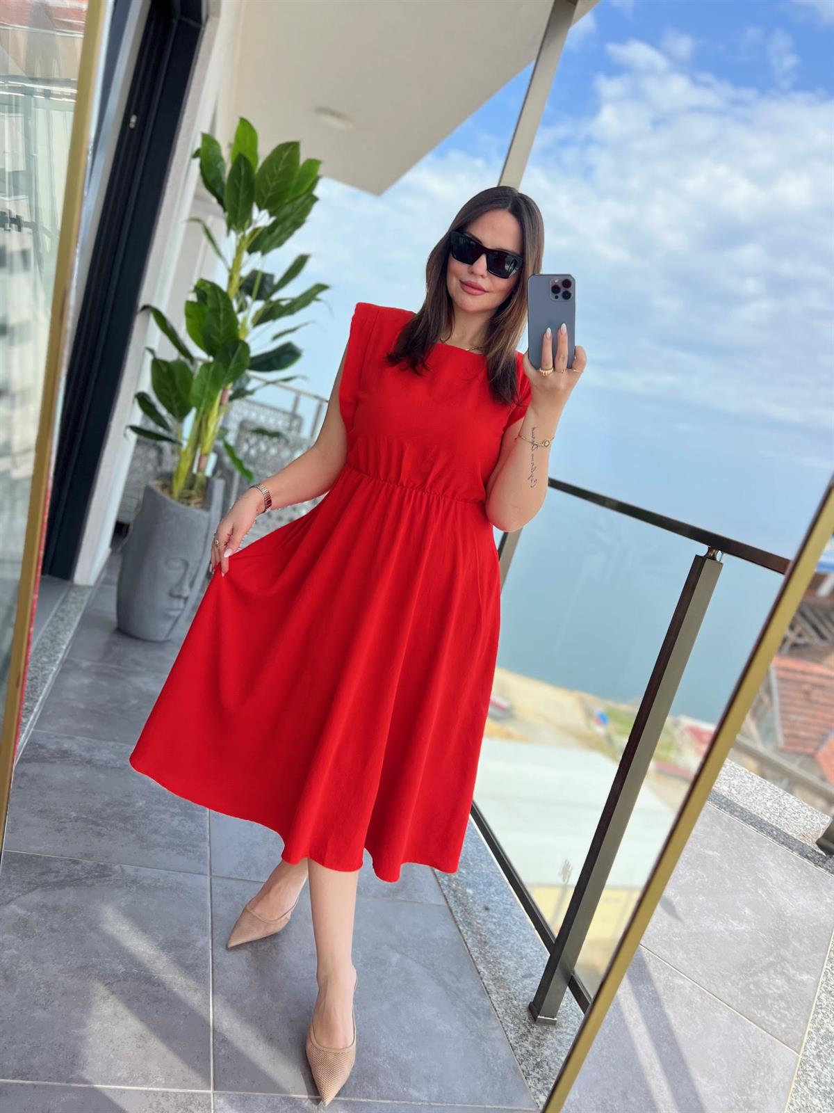 5083 Vatkalı Elbise TURUNCU