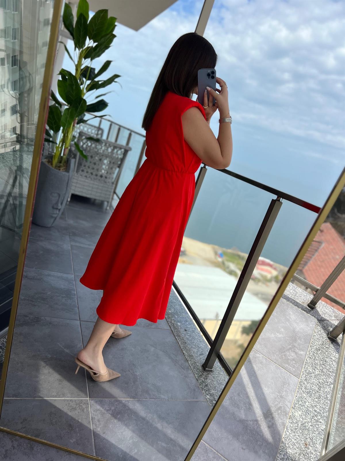 5083 Vatkalı Elbise TURUNCU