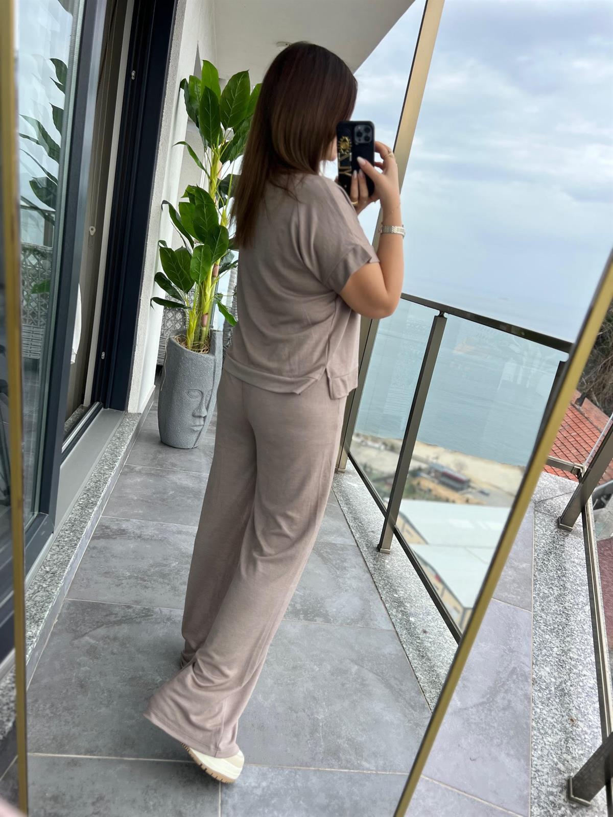 50904 Tshırt Pantalon Takım VİZON