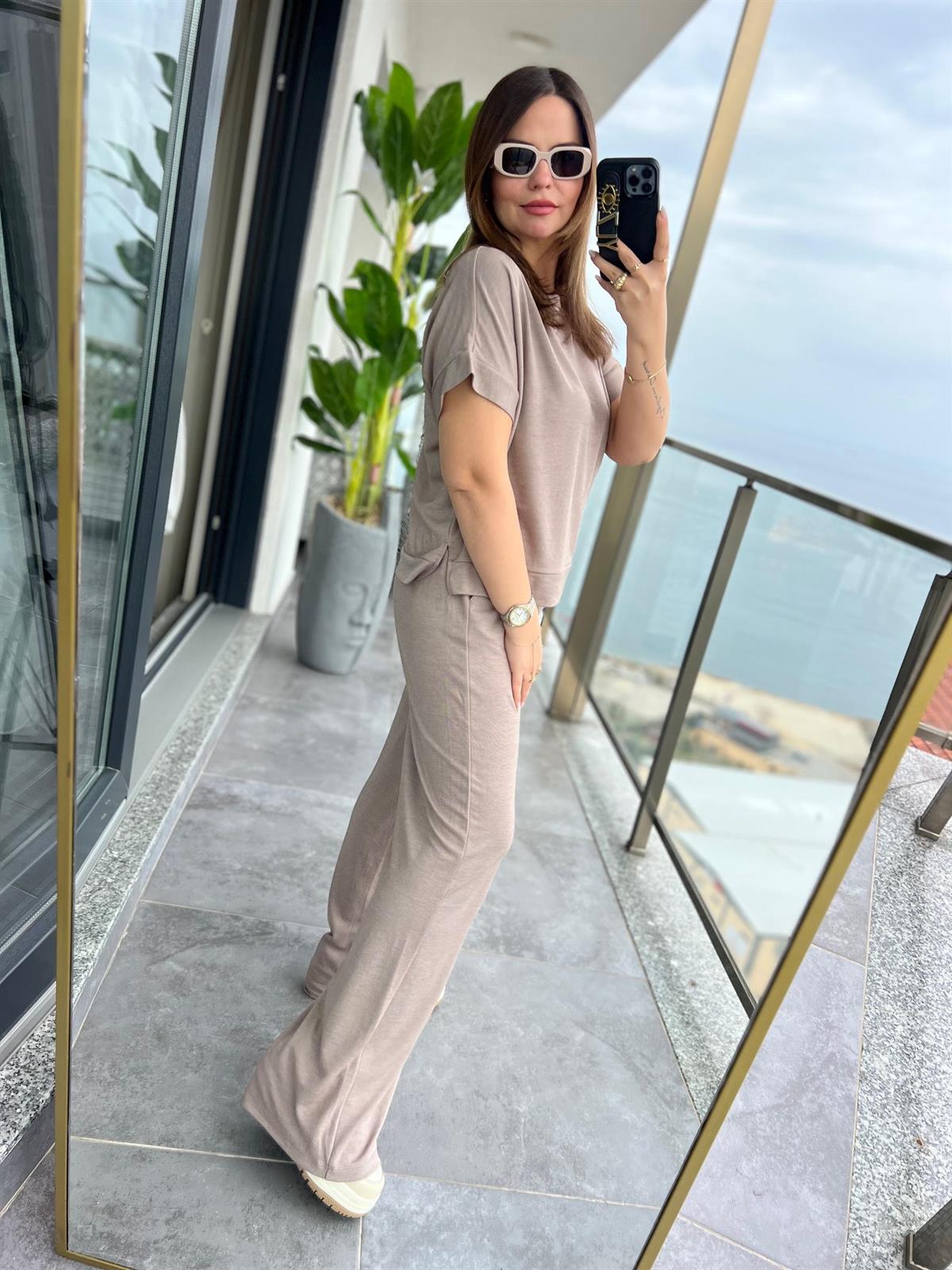 50904 Tshırt Pantalon Takım VİZON