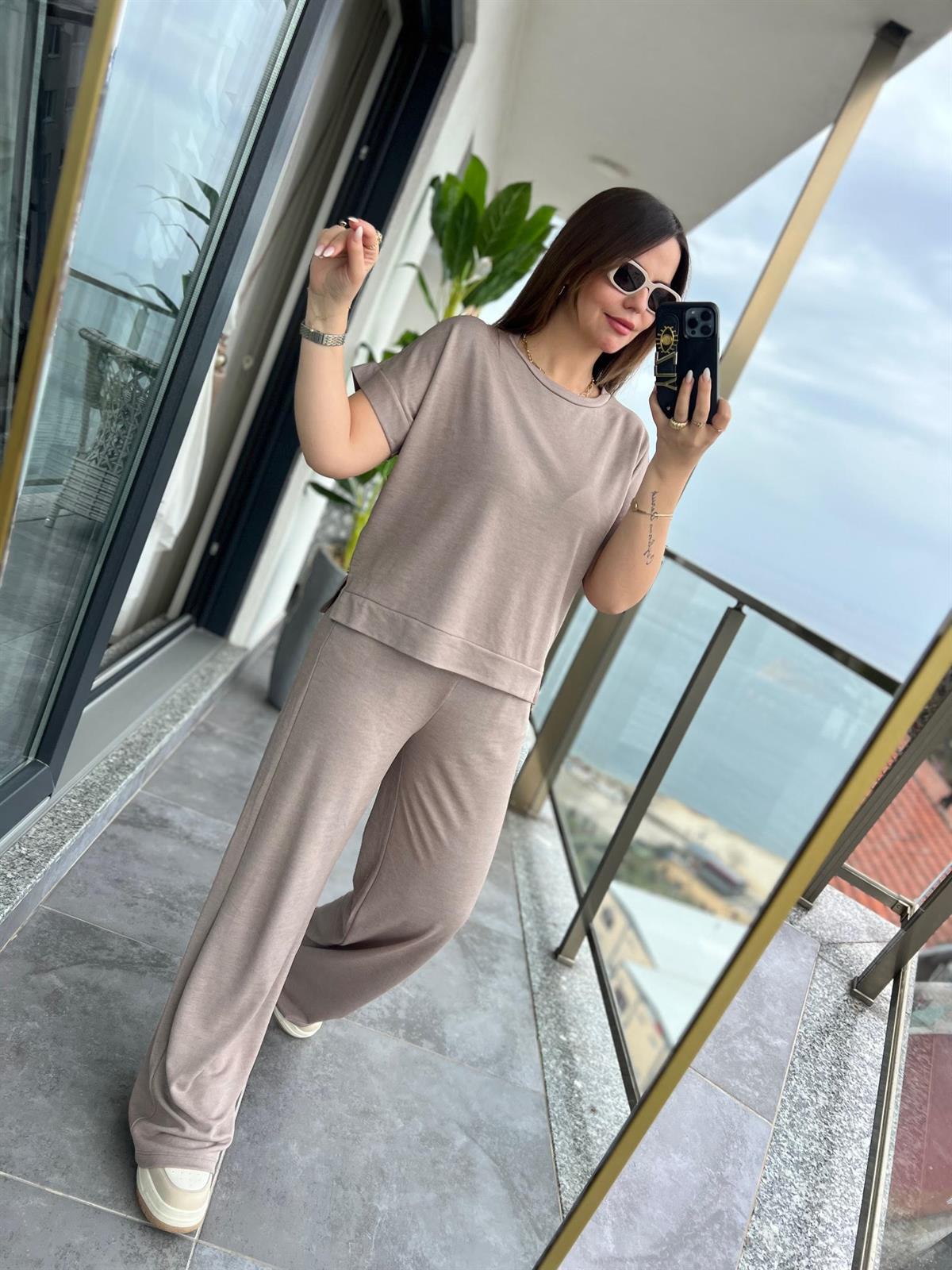 50904 Tshırt Pantalon Takım VİZON