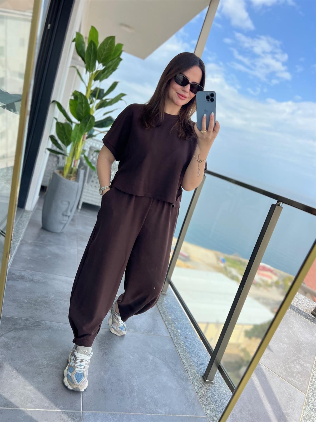 50986 Tshırt Pantalon Takım KAHVE
