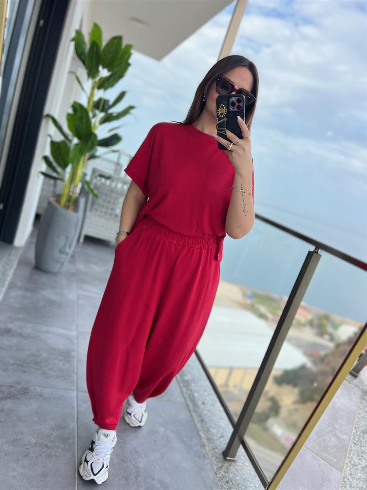 50986 Tshırt Pantalon Takım KIRMIZI