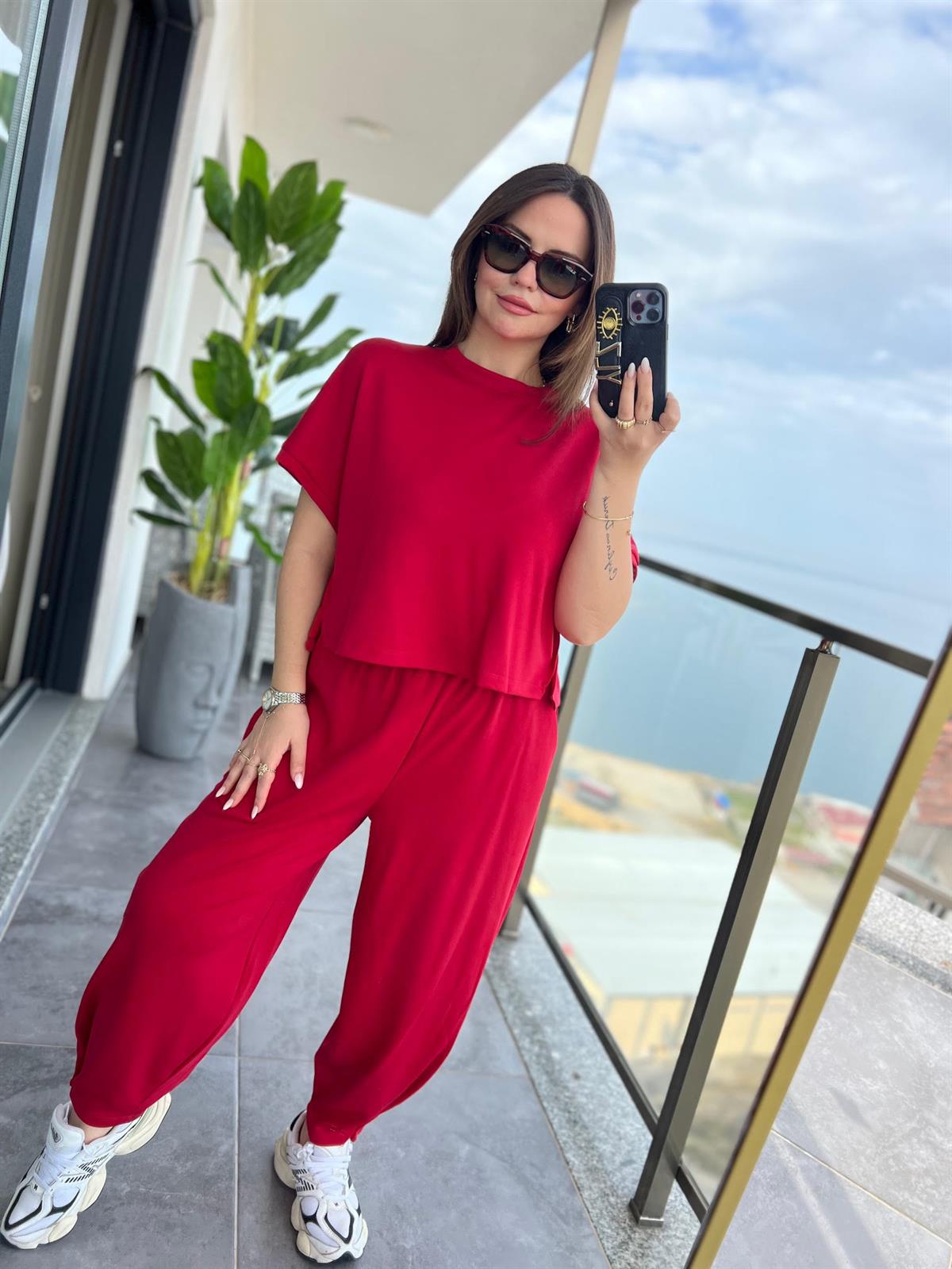 50986 Tshırt Pantalon Takım KIRMIZI
