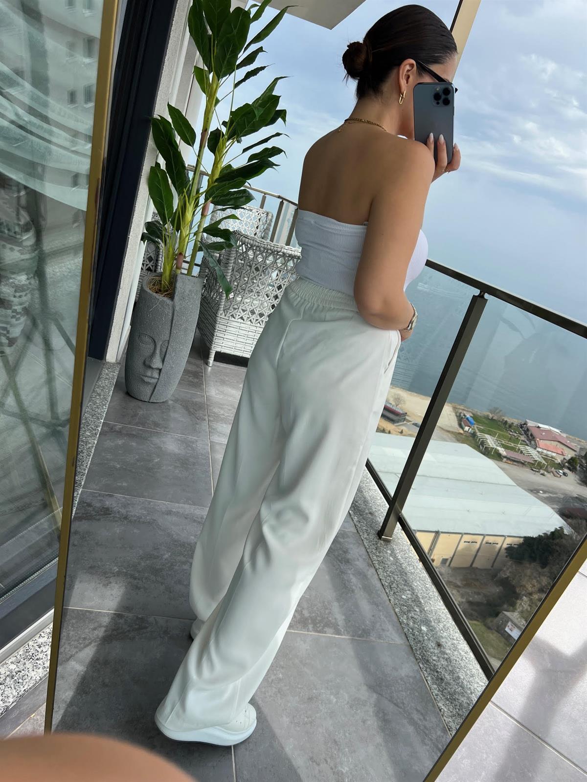 51078 Pileli Palazzo Pantalon EKRU