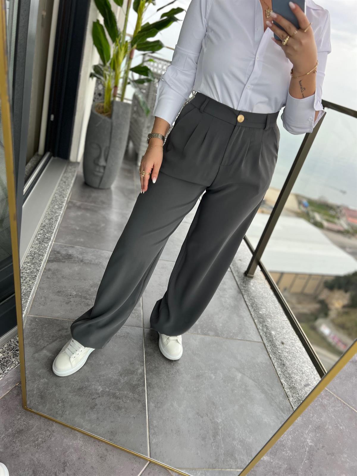 51078 Pileli Palazzo Pantalon GRİ