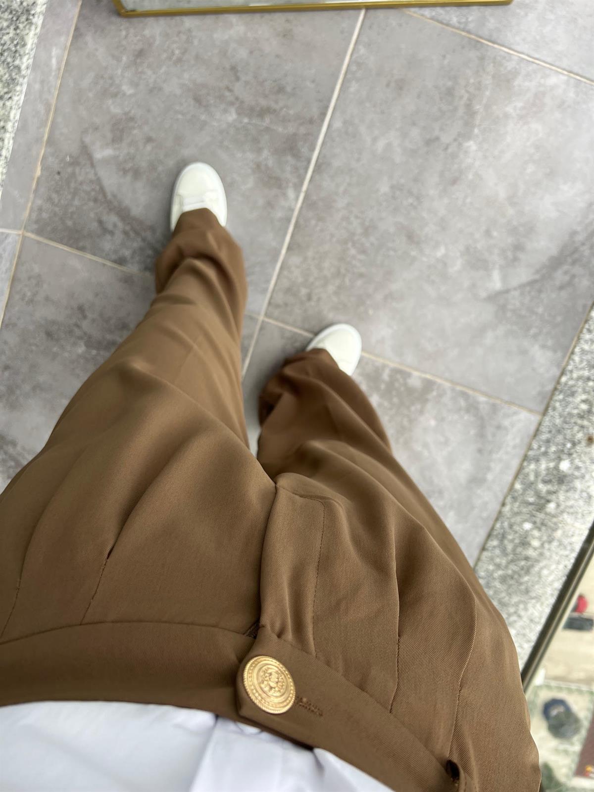 51078 Pileli Palazzo Pantalon HAKİ YEŞİL