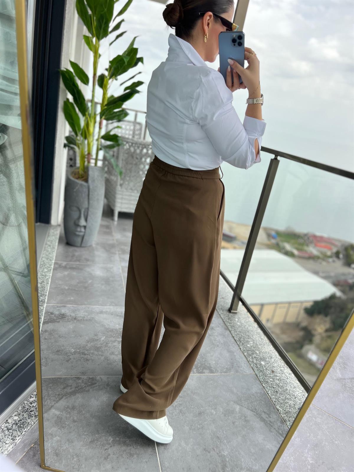 51078 Pileli Palazzo Pantalon HAKİ YEŞİL