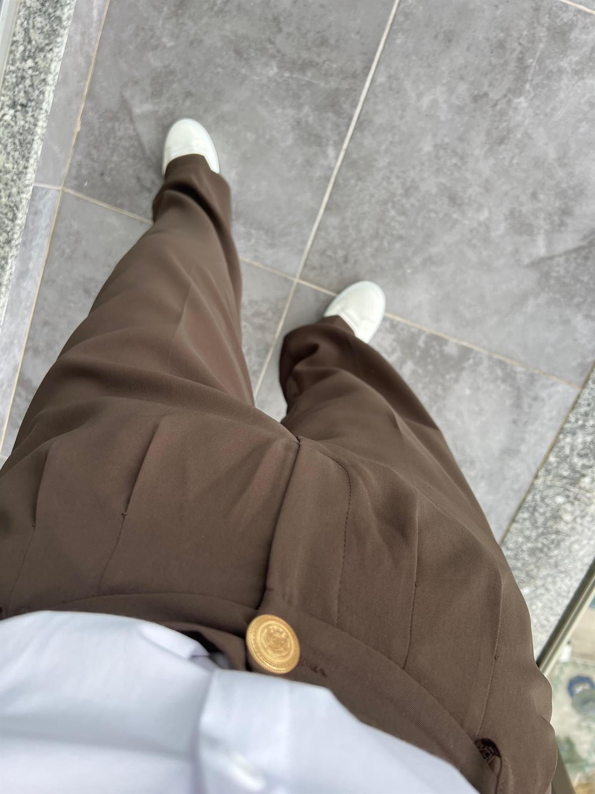 51078 Pileli Palazzo Pantalon KAHVE