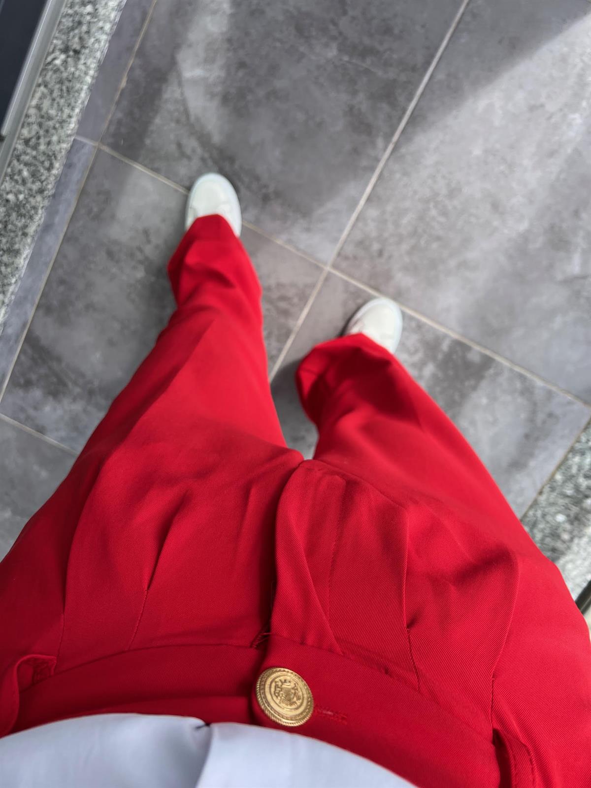 51078 Pileli Palazzo Pantalon KIRMIZI