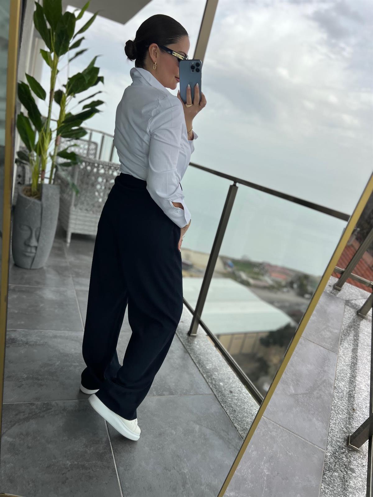 51078 Pileli Palazzo Pantalon LACİVERT