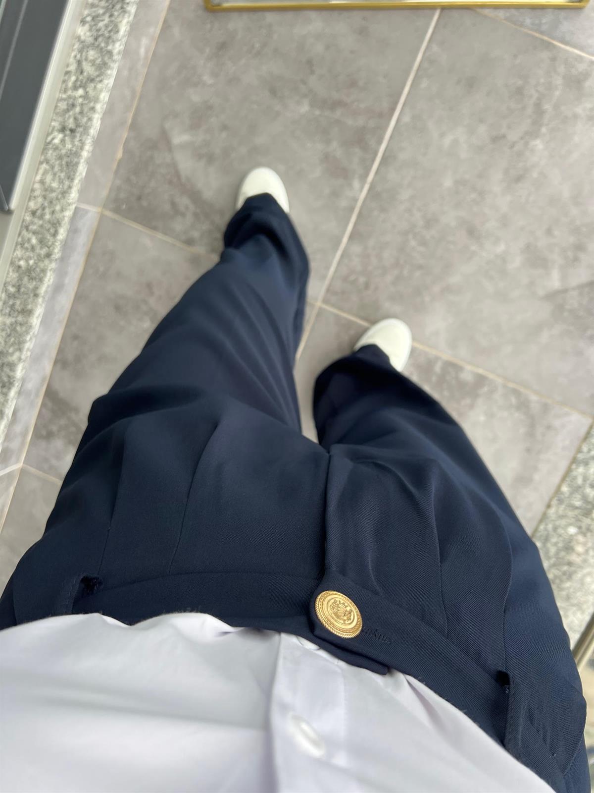 51078 Pileli Palazzo Pantalon LACİVERT