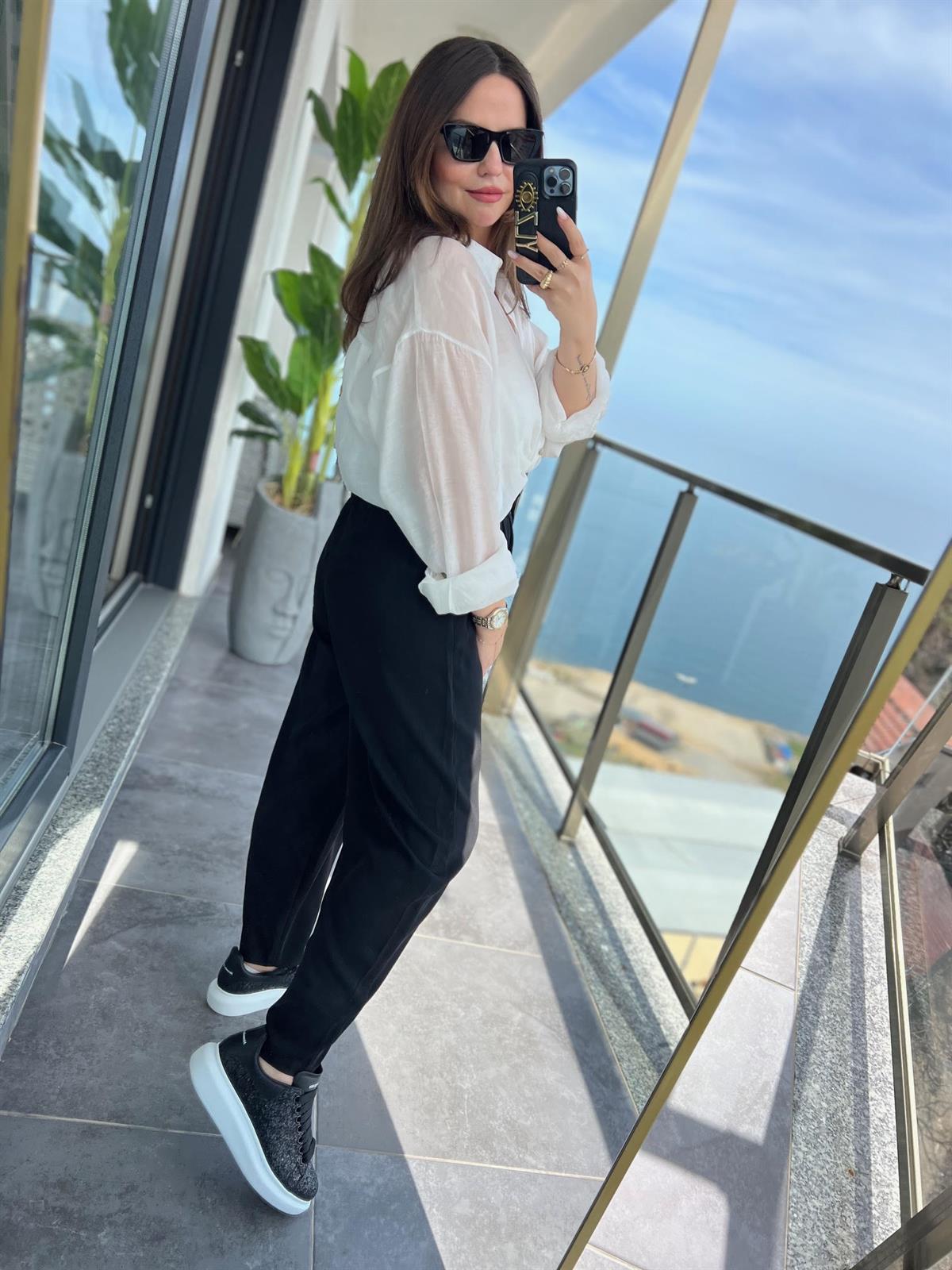 51111 Pileli Pantalon SİYAH