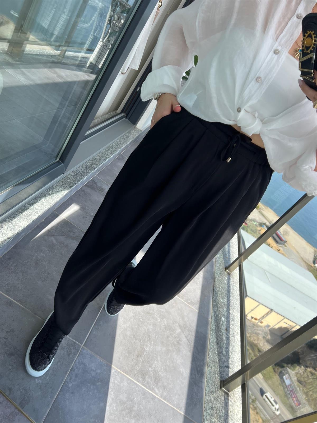 51111 Pileli Pantalon SİYAH