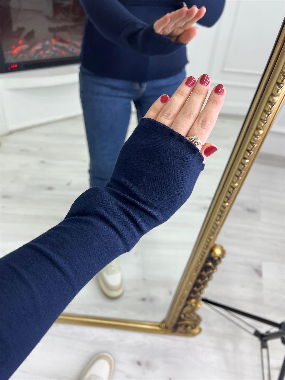 5123 Balıkçı Yaka Bluz LACİVERT
