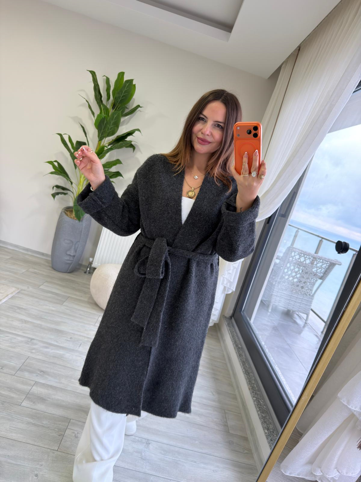5134 Kuşaklı Triko Hırka ANTRESİT