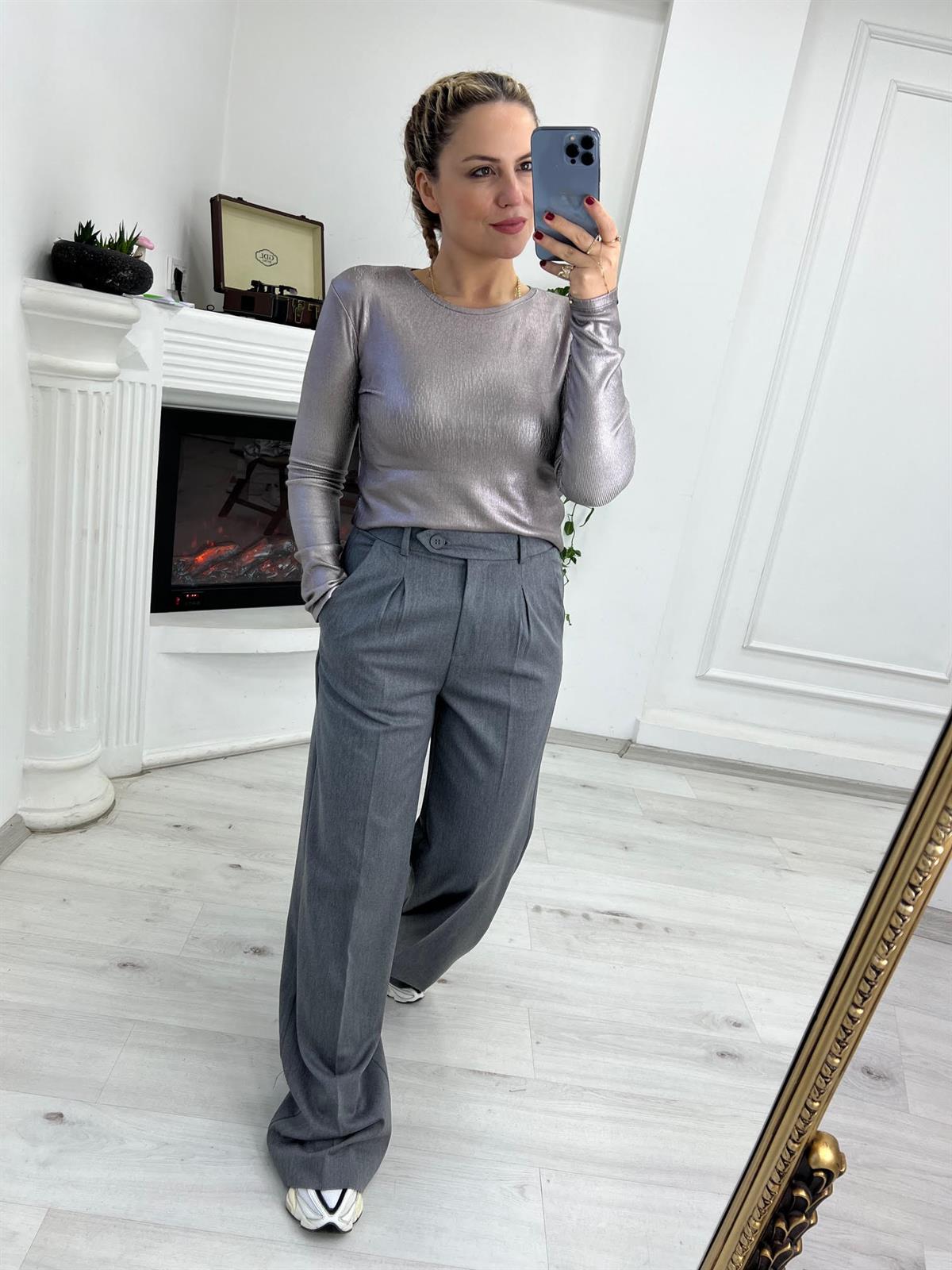 5140 Paça Geniş Pantolon GRİ