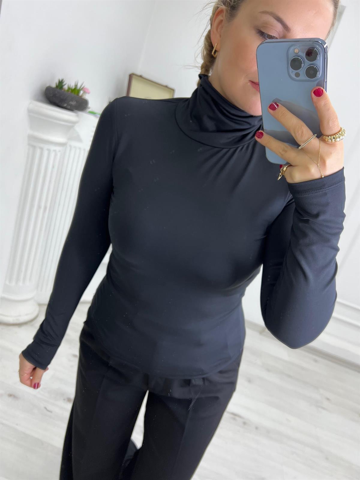 5172 Boğazlı Bluz SİYAH