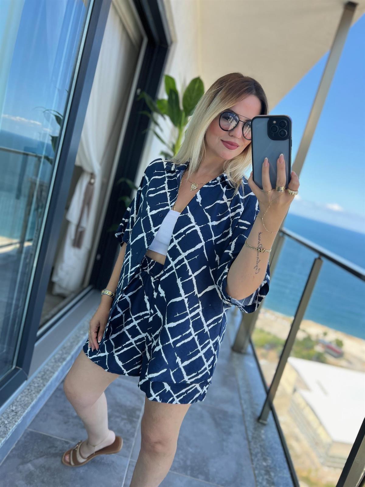 520 Tencel Şortlu Takım LACİVERT