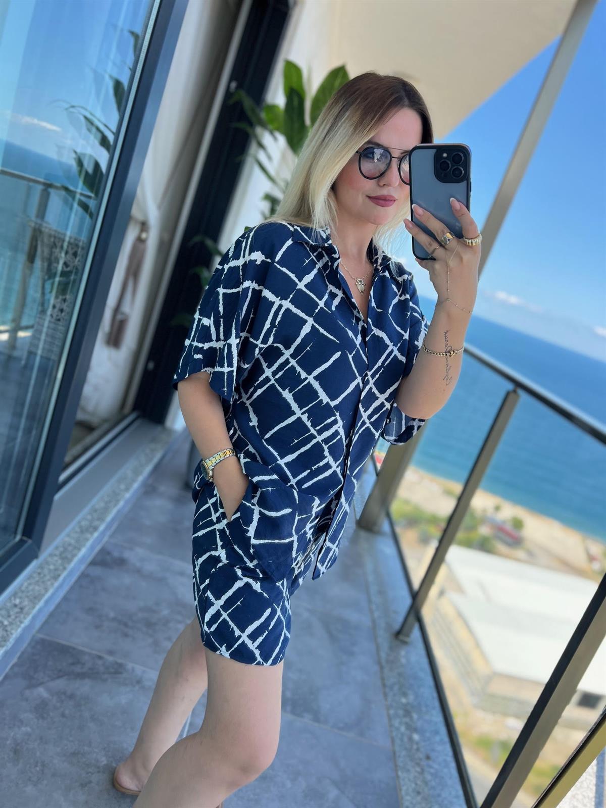 520 Tencel Şortlu Takım LACİVERT