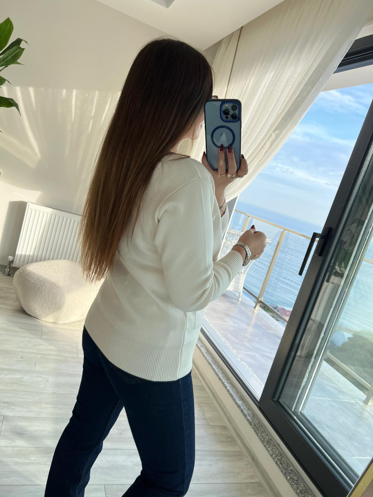 5307 Korspan Fermuarlı Hırka VANİLYA