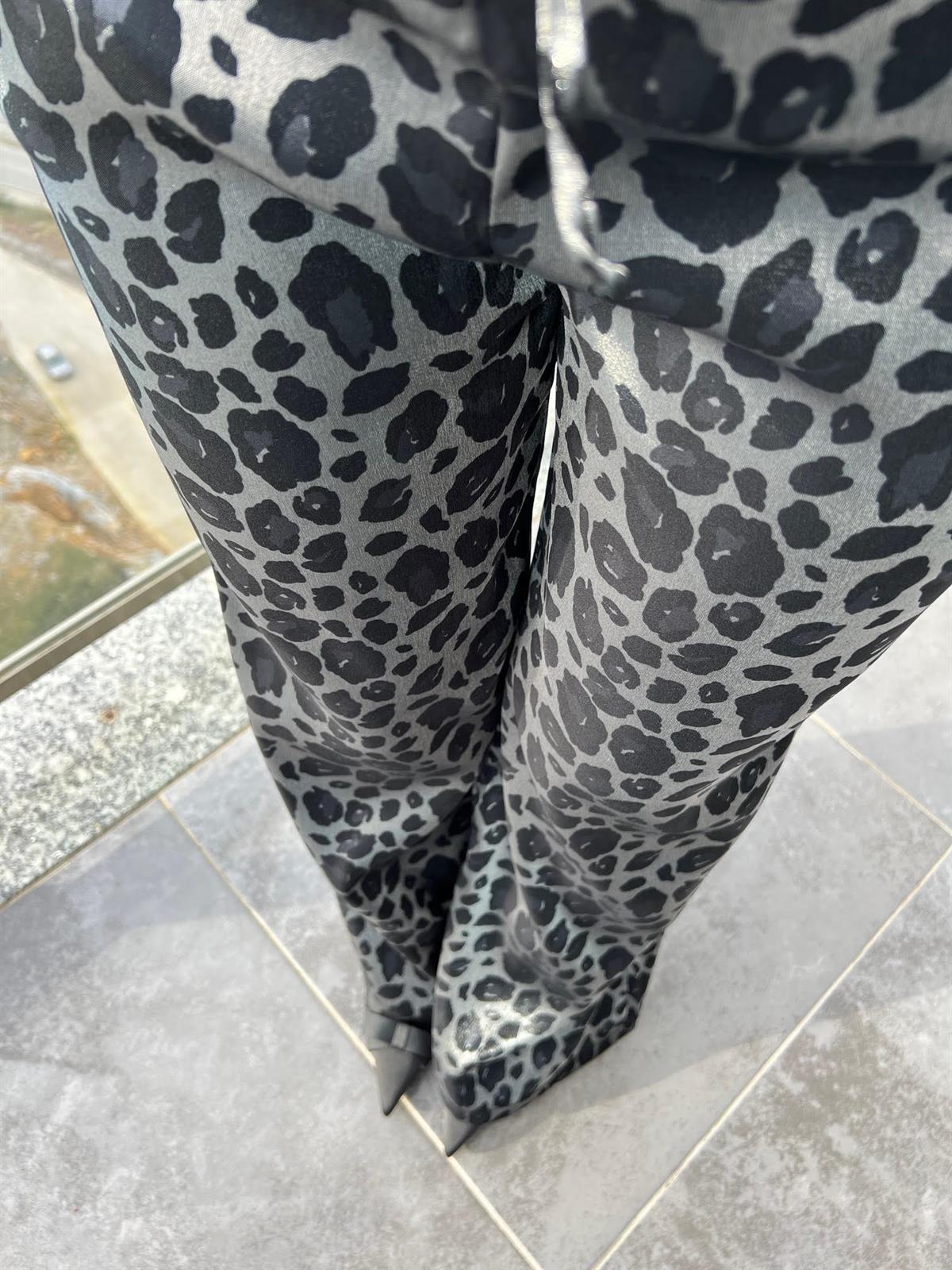 536 Leopar İspanyol Pantolon GRİ LEOPAR