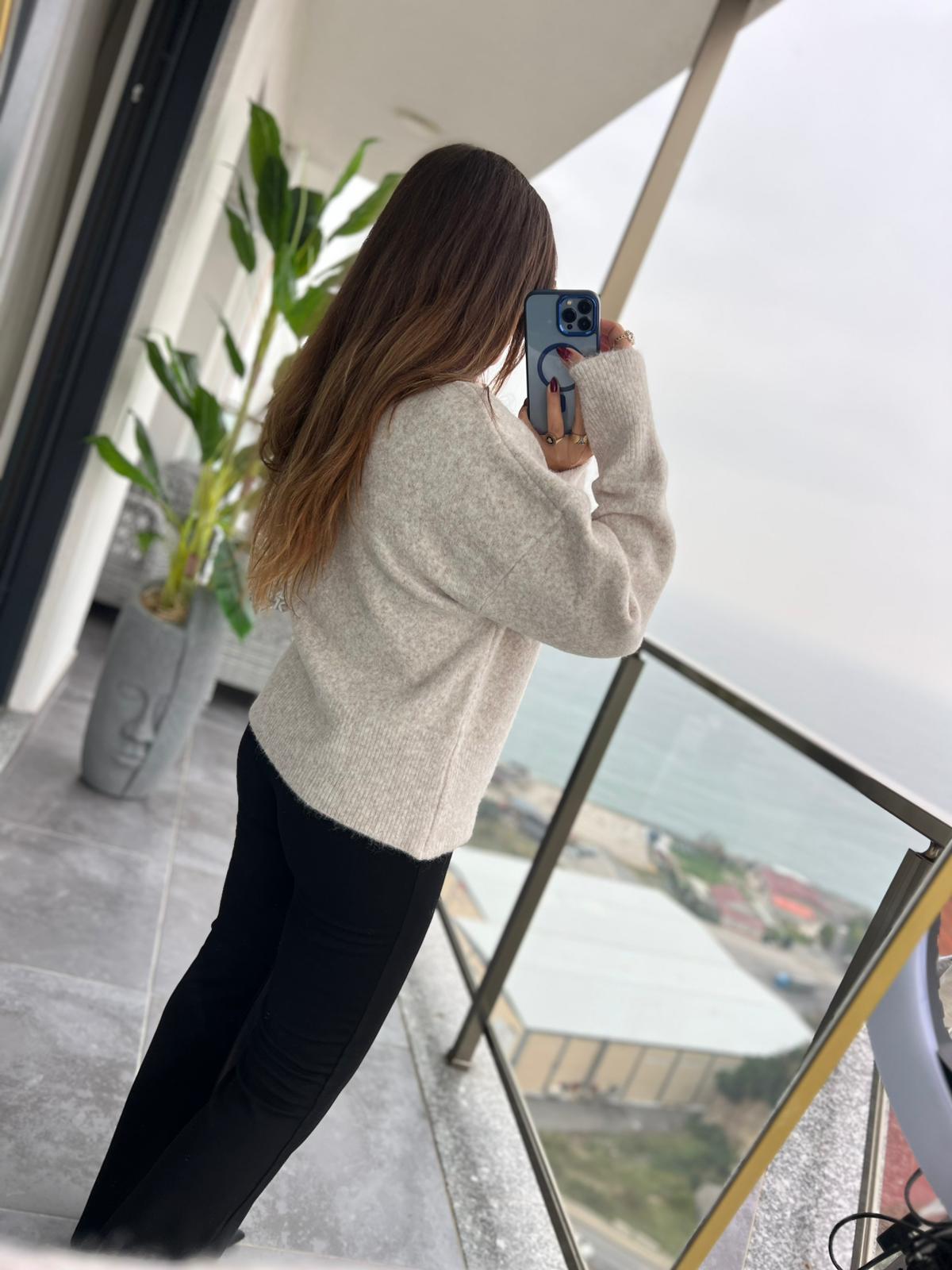 5400 V Yaka Osla Kazak AÇIK BEJ