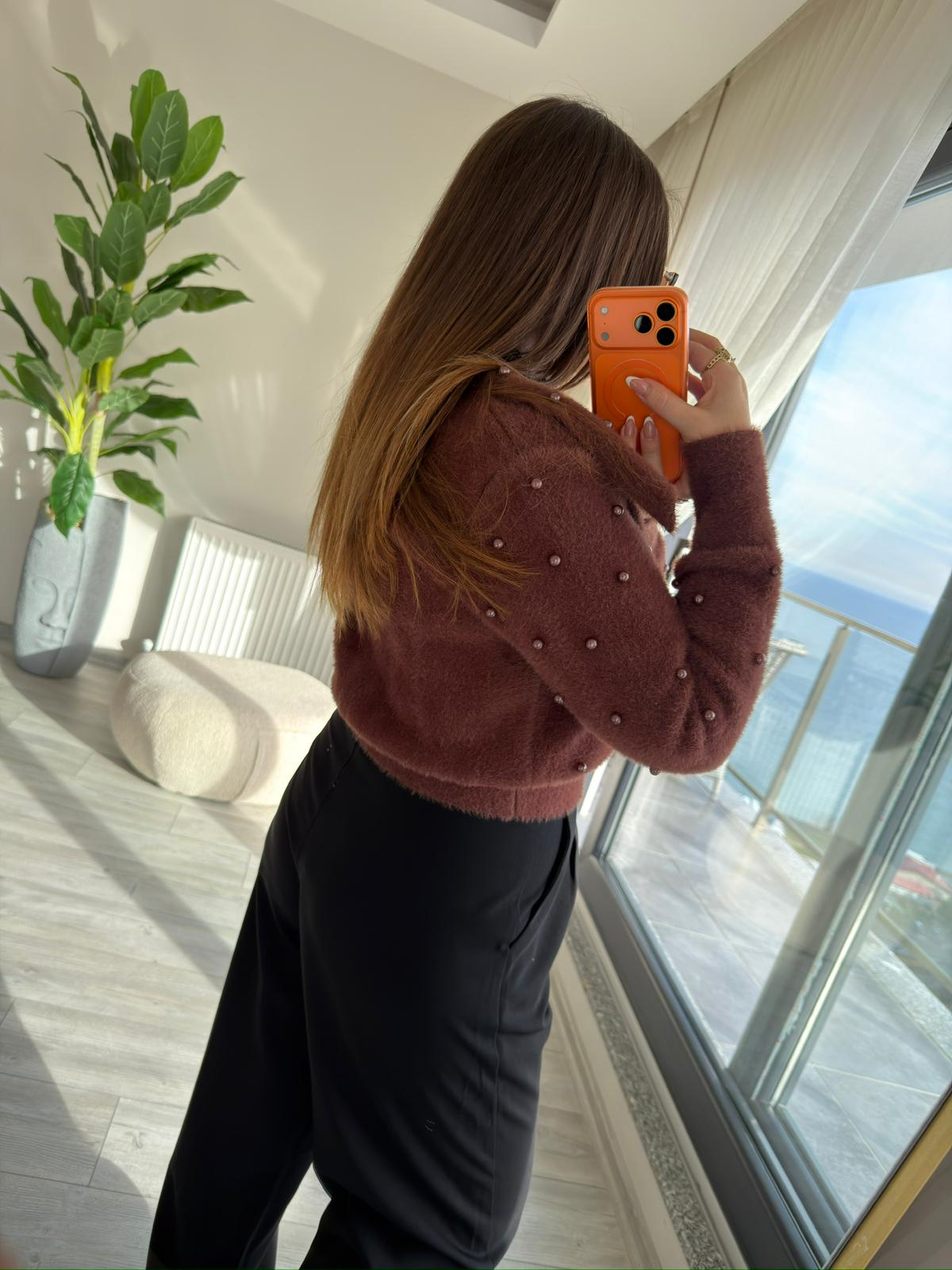 5425 Triko Ceket Hırka KAHVE