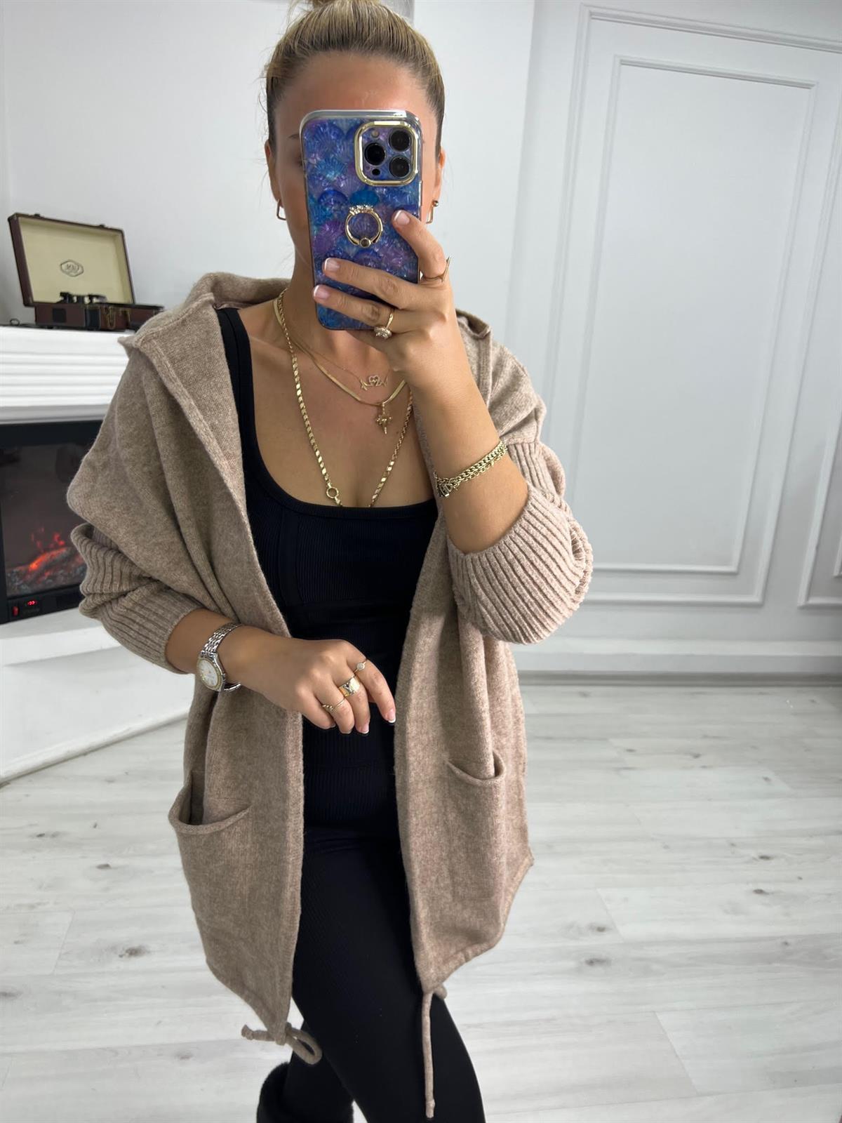 5634 Owersize Hırka BEJ