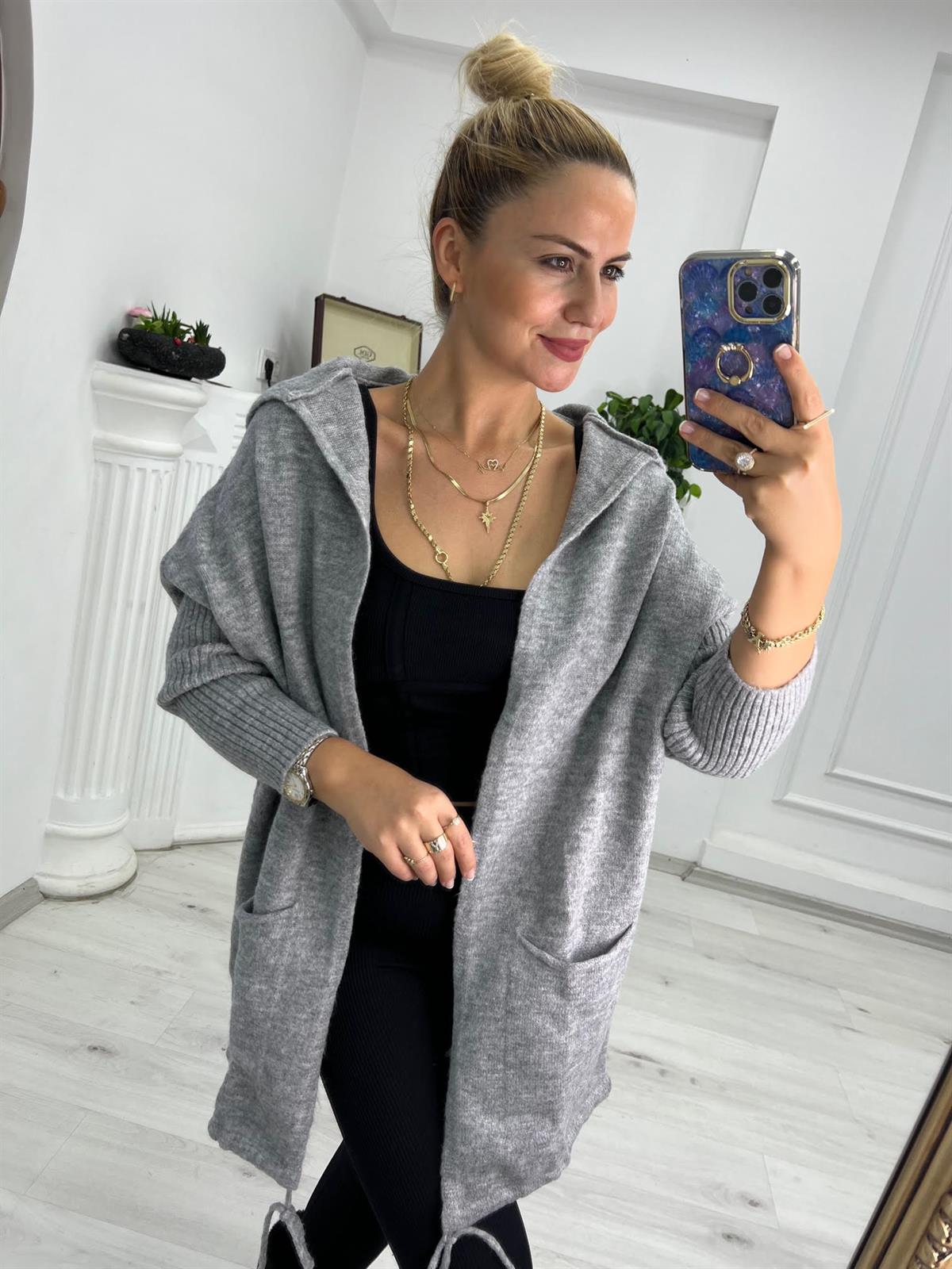 5634 Owersize Hırka GRİ