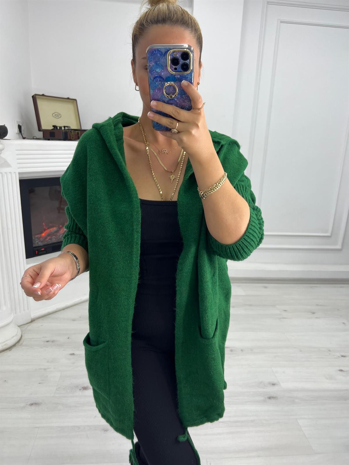 5634 Owersize Hırka YEŞİL