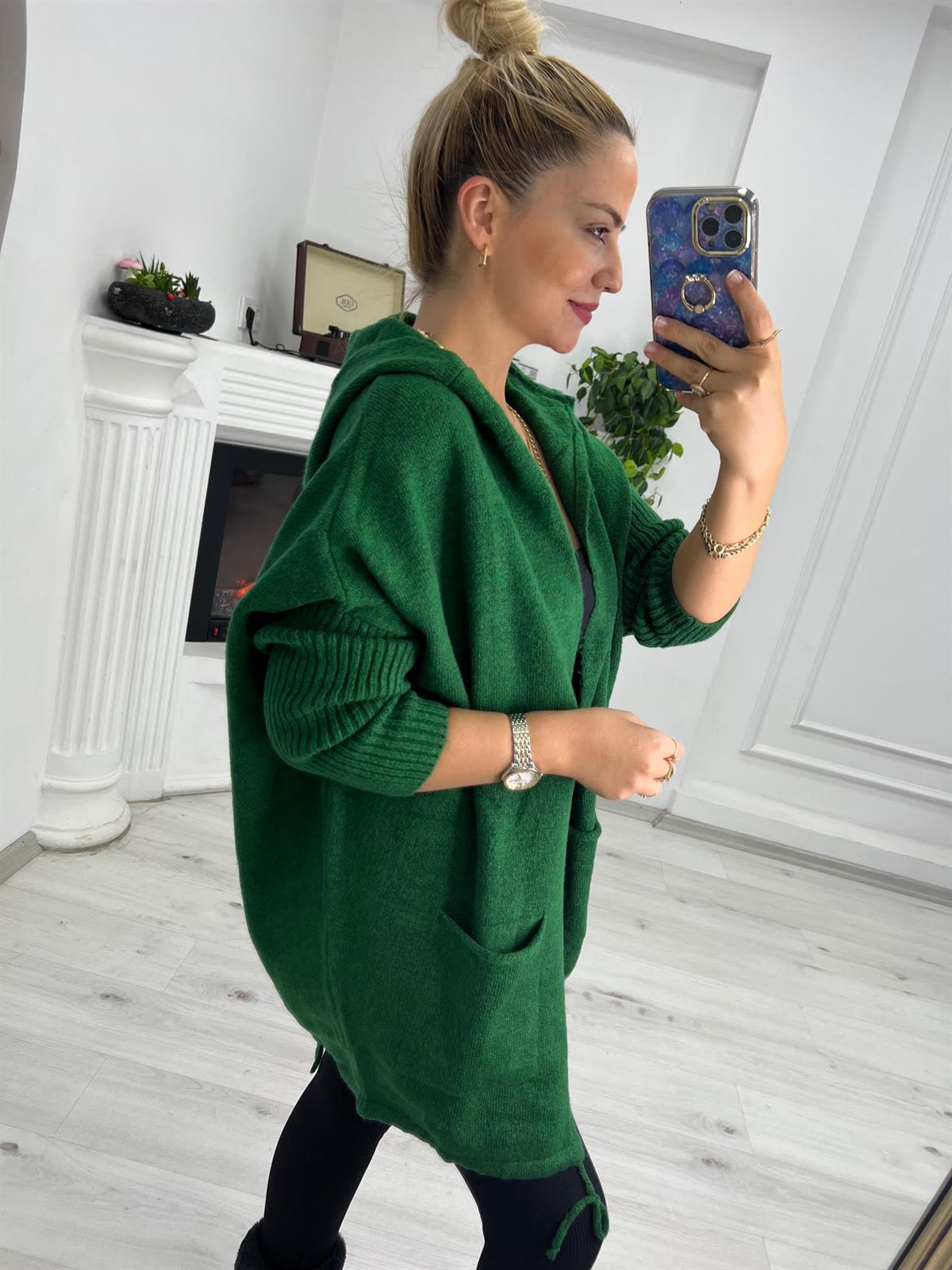 5634 Owersize Hırka YEŞİL