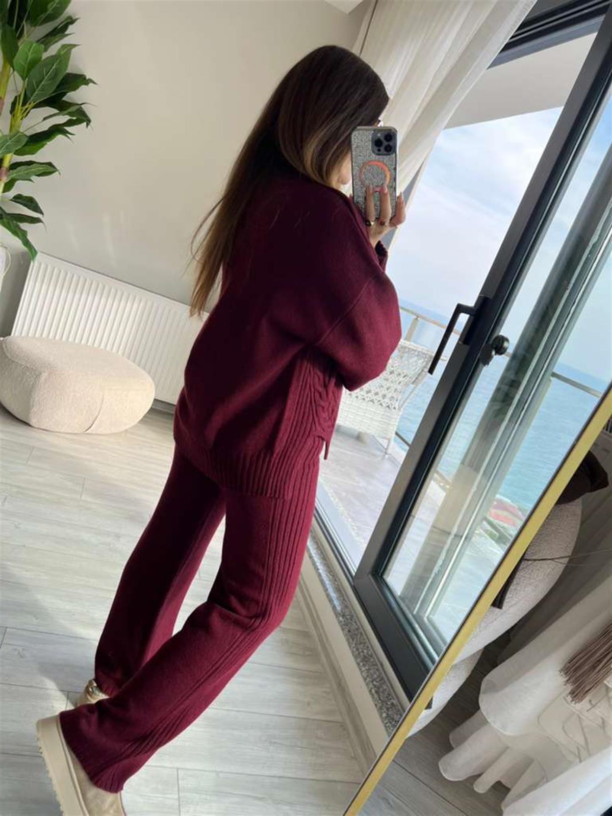 5717 Saç Örgülü Takım BORDO