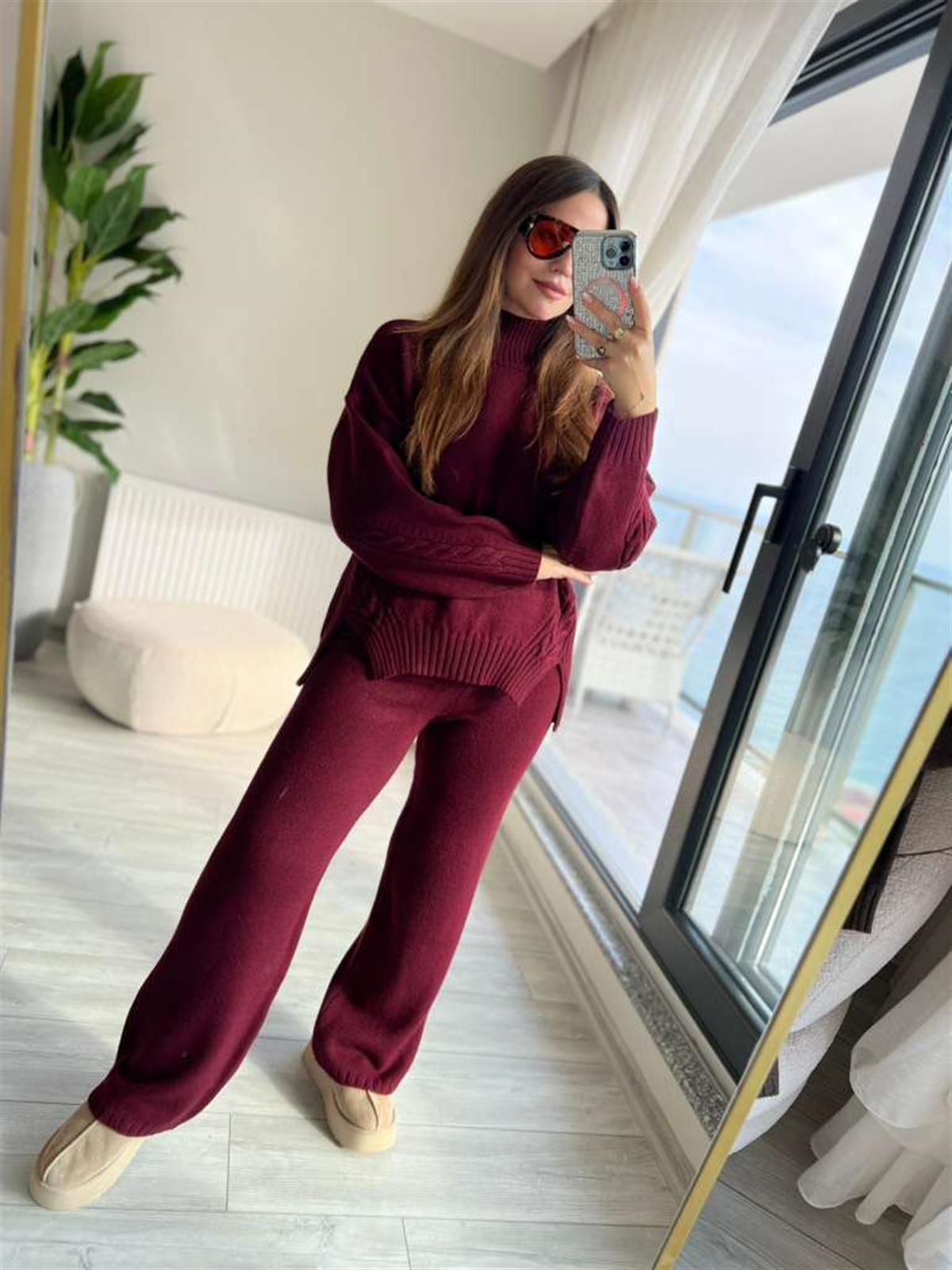 5717 Saç Örgülü Takım BORDO