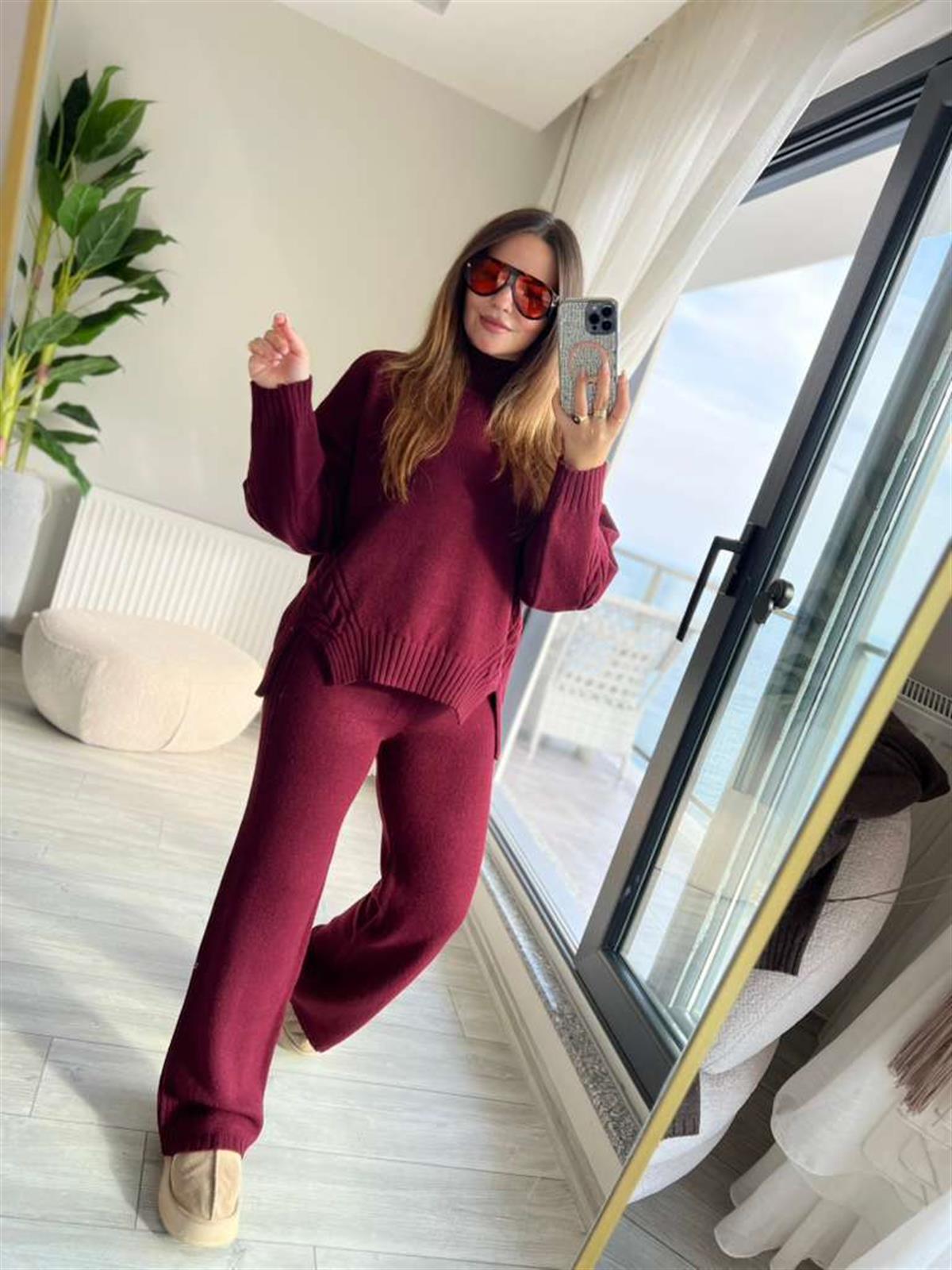 5717 Saç Örgülü Takım BORDO