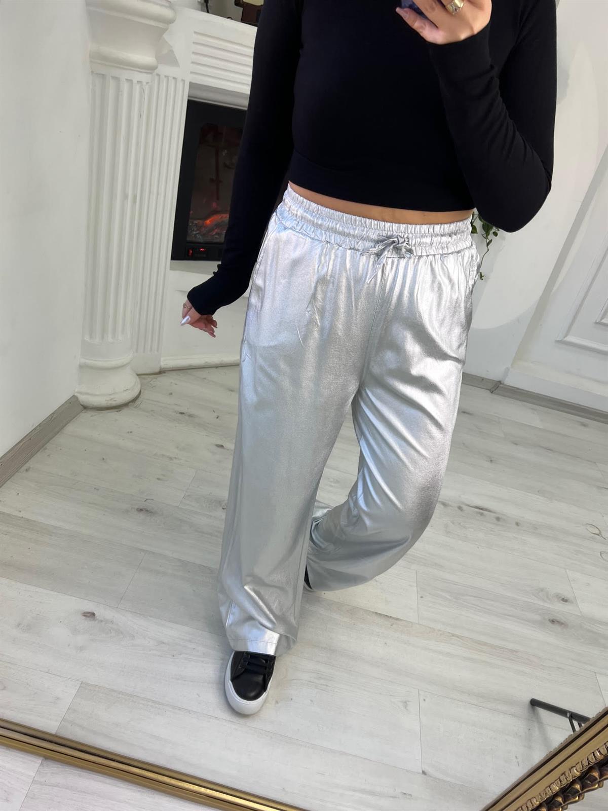 58307 Gümüş Varaklı Pantolon GÜMÜŞ