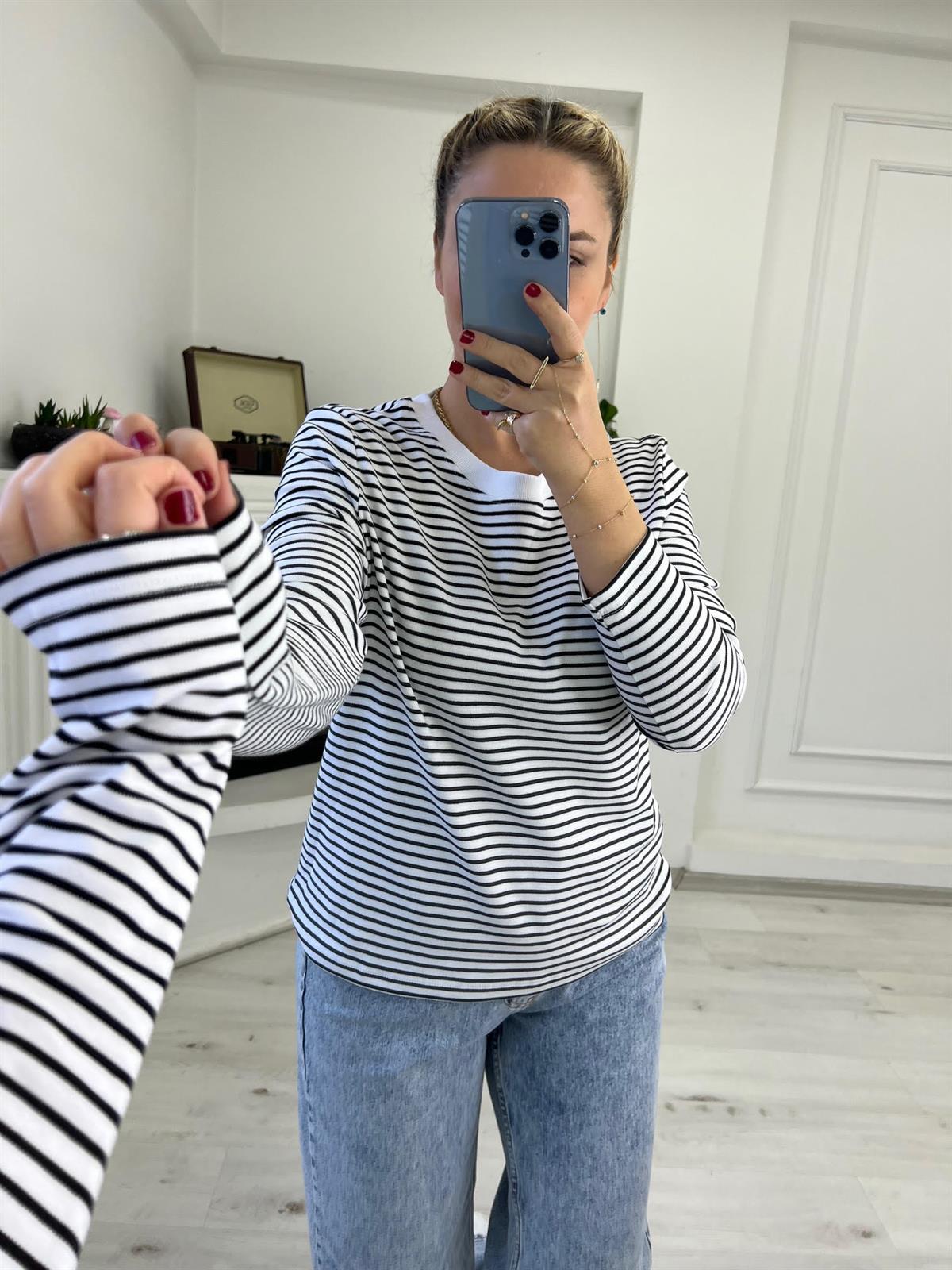 6001 Yakası Ribana Bluz BEYAZ