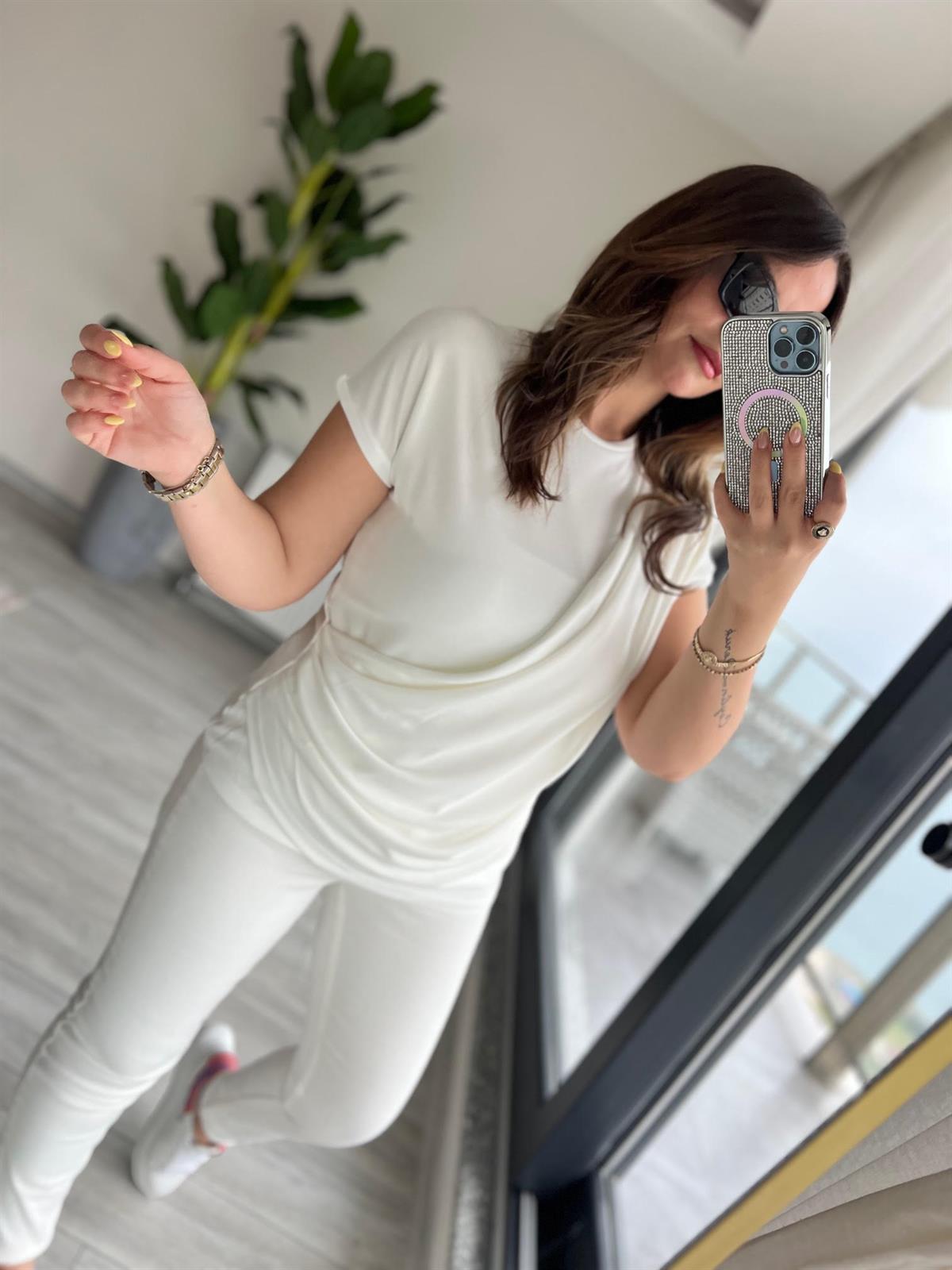 6003 Pileli Cupra Bluz BEYAZ