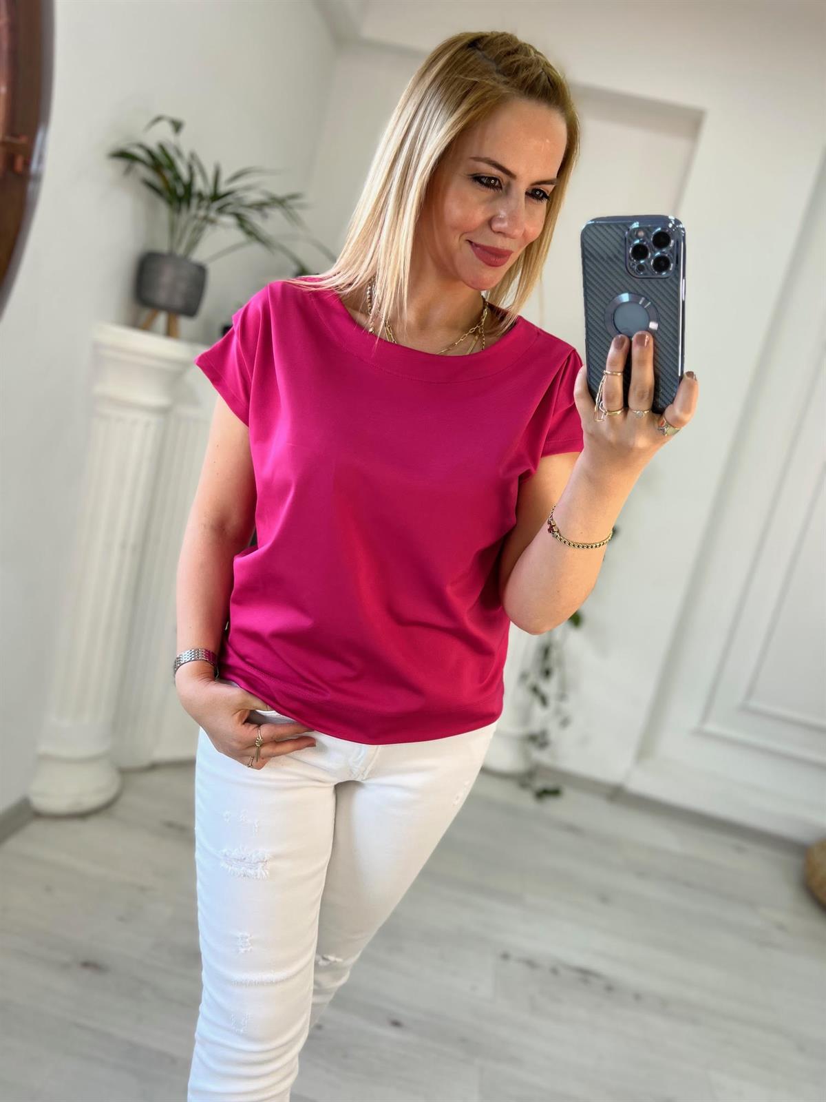 606 Omuzu Pileli Bluz FUŞYA
