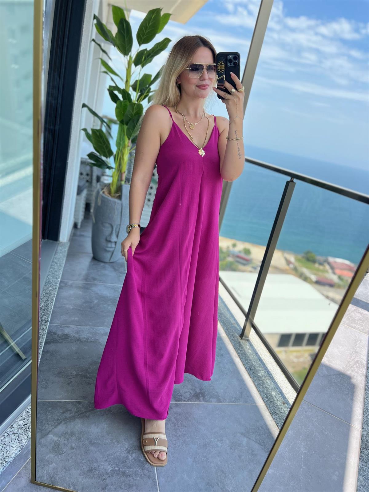 610 Askılı Elbise FUŞYA