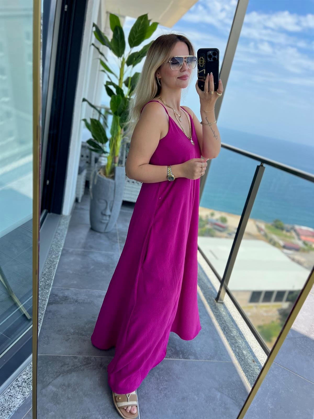 610 Askılı Elbise FUŞYA