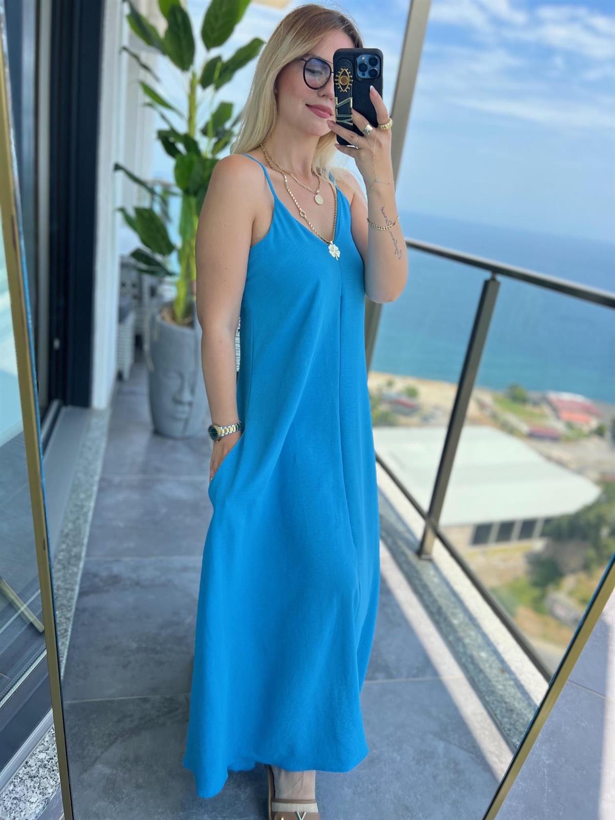 610 Askılı Elbise MAVİ