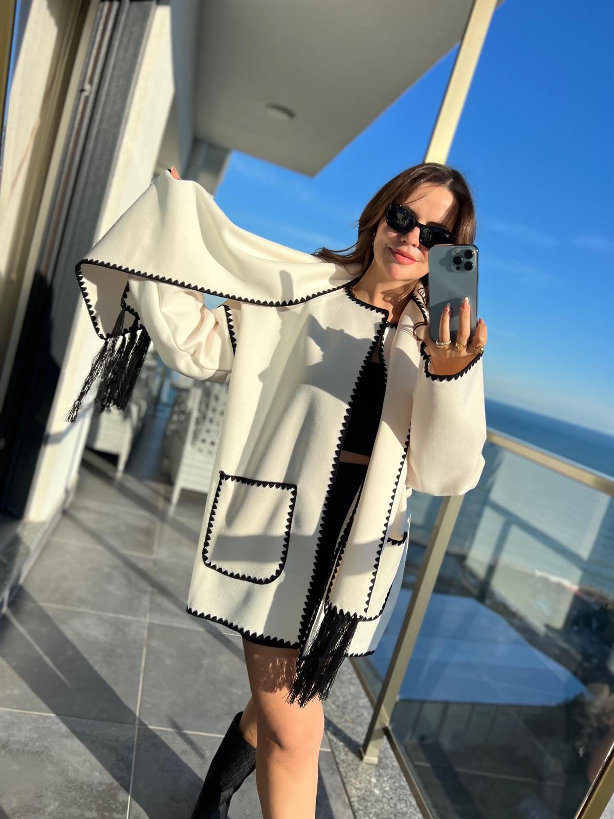 6211 Atkılı Pinterst Hırka EKRU